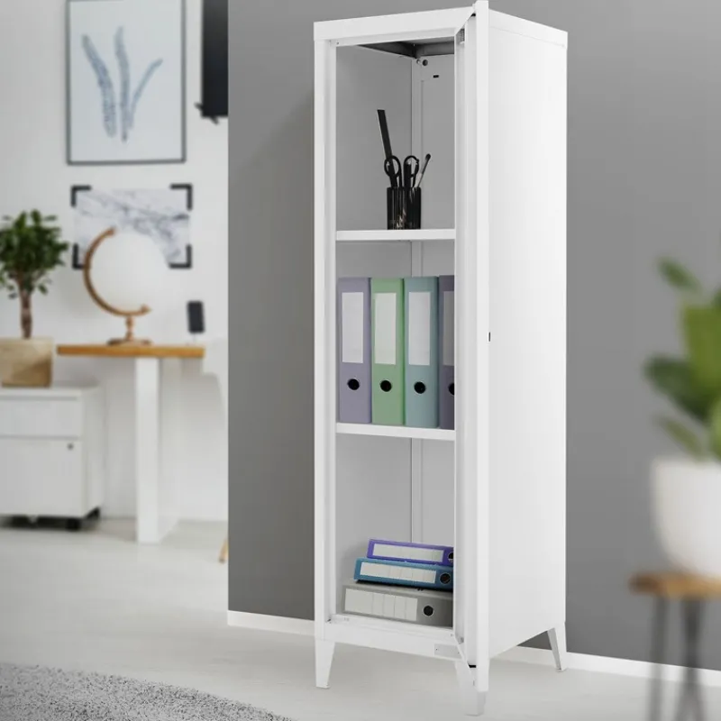 Aktenschrank Spindschrank 1-türig 38x38x137,5 cm Weiß aus Stahl ML-Design-ECD Germany Clearance