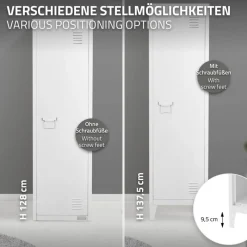 Aktenschrank Spindschrank 1-türig 38x38x137,5 cm Weiß aus Stahl ML-Design-ECD Germany Clearance
