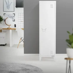 Aktenschrank Spindschrank 1-türig 38x38x137,5 cm Weiß aus Stahl ML-Design-ECD Germany Clearance