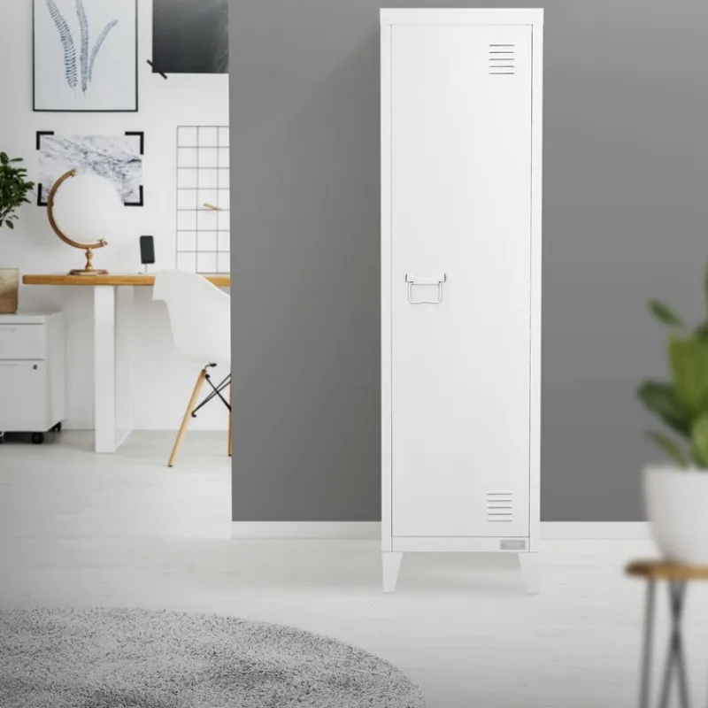 Aktenschrank Spindschrank 1-türig 38x38x137,5 cm Weiß aus Stahl ML-Design-ECD Germany Clearance