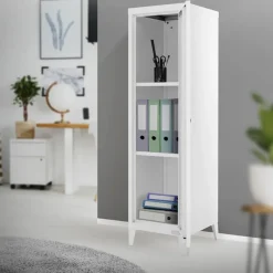 Aktenschrank Spindschrank 1-türig 38x38x137,5 cm Weiß aus Stahl ML-Design-ECD Germany Clearance