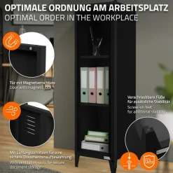 Aktenschrank Spindschrank 1-türig 38x38x137,5 cm Schwarz aus Stahl ML-Design-ECD Germany Hot