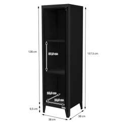 Aktenschrank Spindschrank 1-türig 38x38x137,5 cm Schwarz aus Stahl ML-Design-ECD Germany Hot