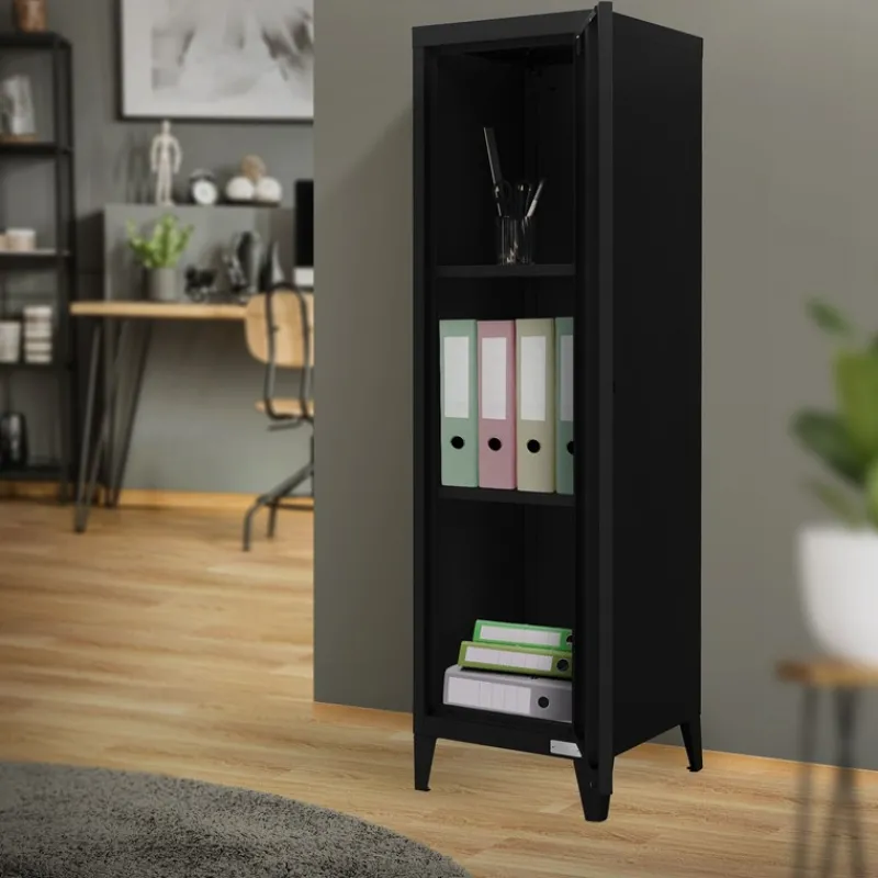 Aktenschrank Spindschrank 1-türig 38x38x137,5 cm Schwarz aus Stahl ML-Design-ECD Germany Hot