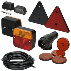 Anhängerbeleuchtung Set 12 teilig mit E-Prüfzeichen 13-poliger Stecker inkl. Leuchtmittel-ECD Germany Best