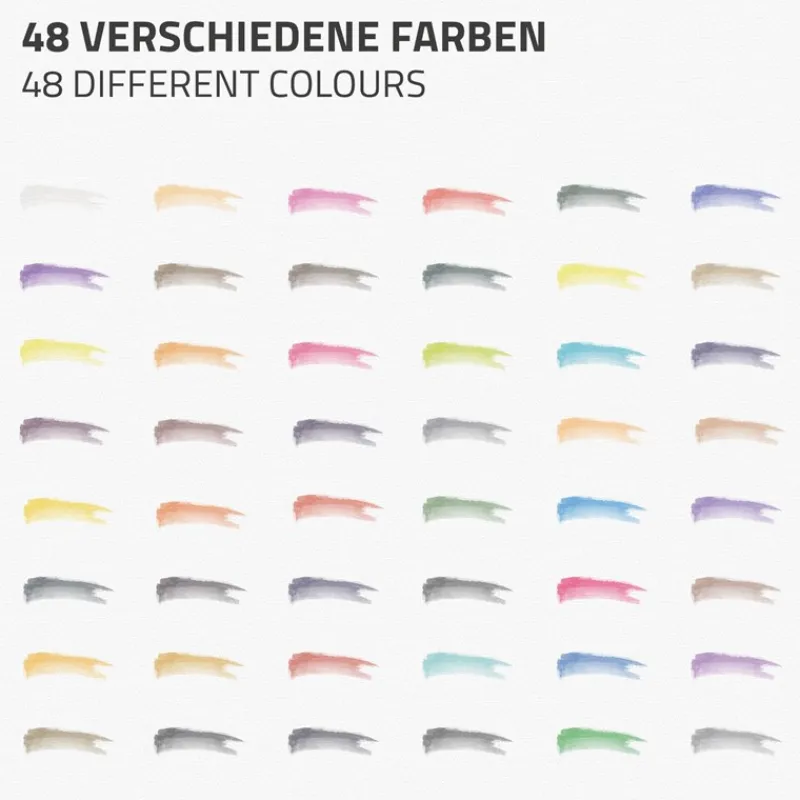 Aquarellfarben Malkasten 48 Farben in Metallbox Silber mit Zubehör-ECD Germany Outlet