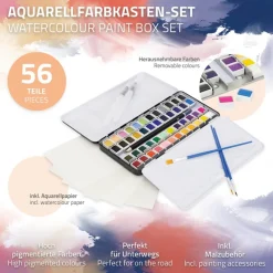 Aquarellfarbkasten mit 48 Farben inklusive Pinsel und Papier Malkasten Set-ECD Germany Sale