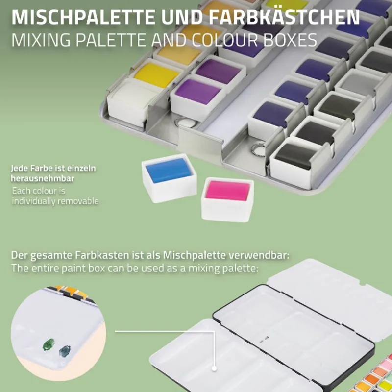 Aquarellfarbkasten mit 48 Farben inklusive Pinsel und Papier Malkasten Set-ECD Germany Sale