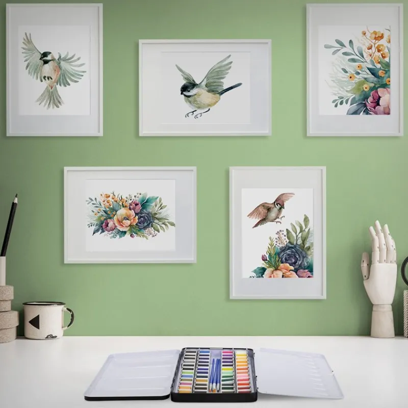 Aquarellfarbkasten mit 48 Farben inklusive Pinsel und Papier Malkasten Set-ECD Germany Sale