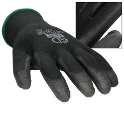 Arbeitshandschuhe 24 Paar mit PU-Beschichtung Schwarz Größe XXL-ECD Germany