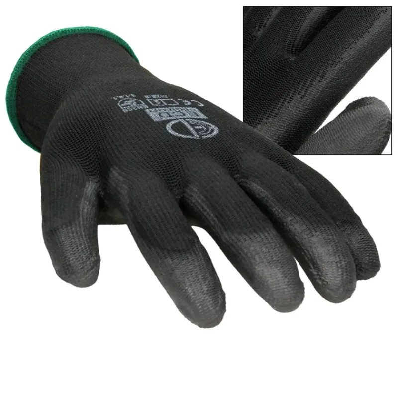 Arbeitshandschuhe 24 Paar mit PU-Beschichtung Schwarz Größe XXL-ECD Germany