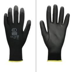Arbeitshandschuhe 1 Paar mit PU-Beschichtung Schwarz Größe M-ECD Germany New