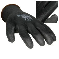 Arbeitshandschuhe 1 Paar mit PU-Beschichtung Schwarz Größe L-ECD Germany Best
