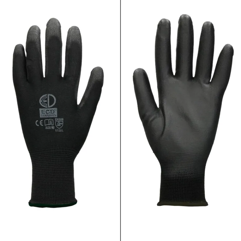 Arbeitshandschuhe 1 Paar mit PU-Beschichtung Schwarz Größe XL-ECD Germany Clearance