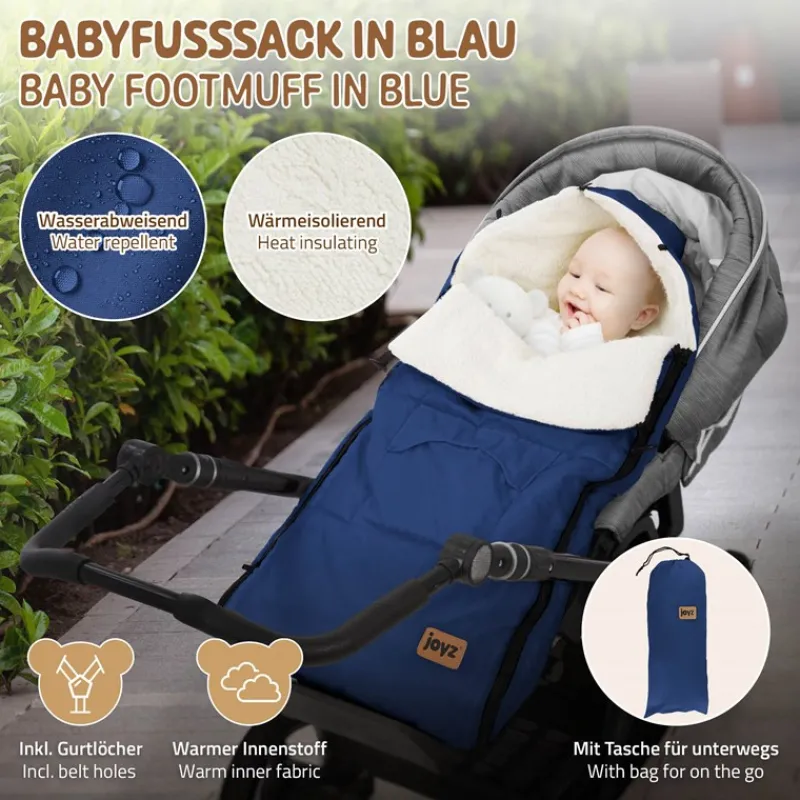 Babyfußsack 94x48x10 cm Blau aus Polyester Joyz-ECD Germany Hot