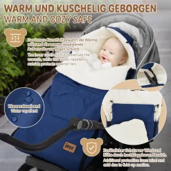Babyfußsack 94x48x10 cm Blau aus Polyester Joyz-ECD Germany Hot