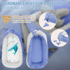 Babynest Set 5 Tlg. 90x50 cm Walmuster aus Baumwolle Joyz-ECD Germany Discount