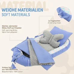 Babynest Set 5 Tlg. 90x50 cm Walmuster aus Baumwolle Joyz-ECD Germany Discount