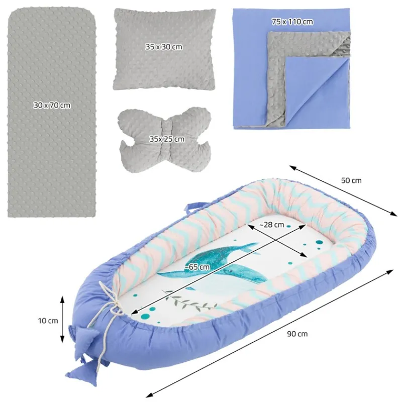 Babynest Set 5 Tlg. 90x50 cm Walmuster aus Baumwolle Joyz-ECD Germany Discount
