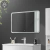 Badezimmer LED-Spiegel abgerundet mit Touchschalter 90x60 cm Weiß aus Glas ML-Design-ECD Germany Online