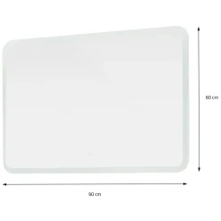 Badezimmer LED-Spiegel abgerundet mit Touchschalter 90x60 cm Weiß aus Glas ML-Design-ECD Germany Online