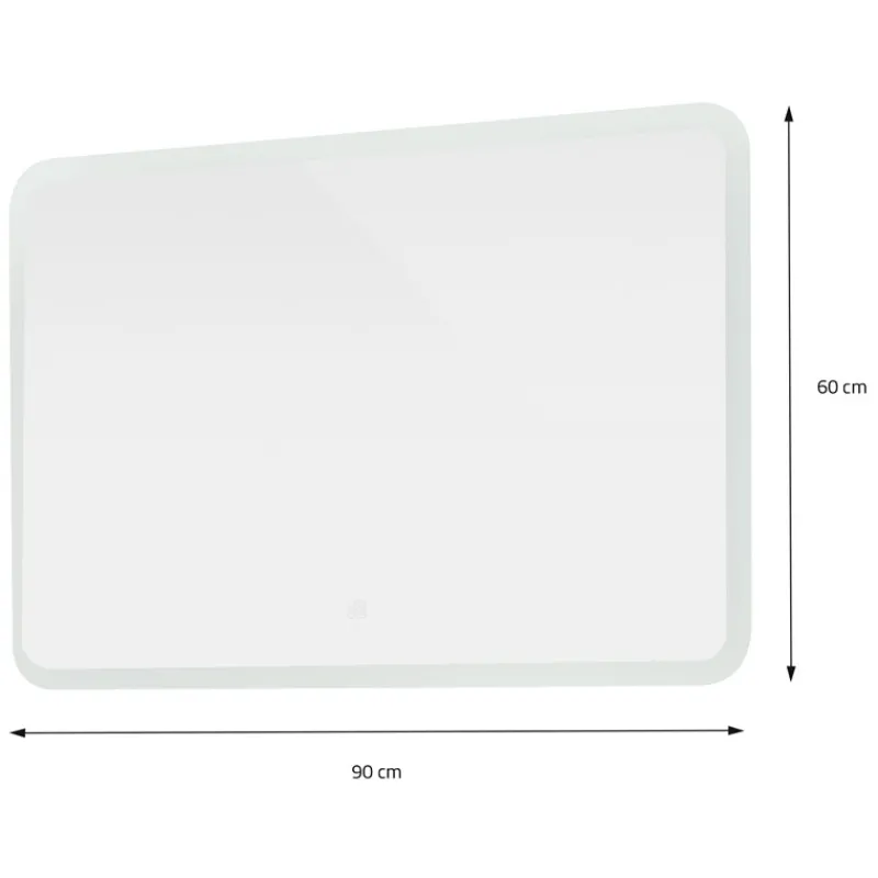 Badezimmer LED-Spiegel abgerundet mit Touchschalter 90x60 cm Weiß aus Glas ML-Design-ECD Germany Online
