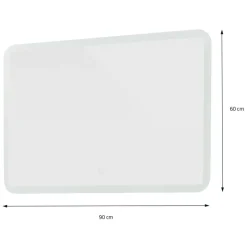 Badezimmer LED-Spiegel eckig mit Touchschalter 90x60 cm Weiß aus Glas ML-Design-ECD Germany