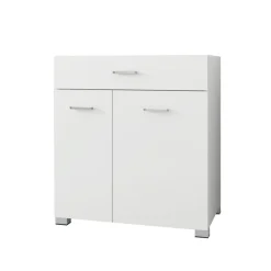 Badezimmerschrank Badschrank mit Wäschekorb 75x37x90 cm in Weiß ML-Design-ECD Germany Discount