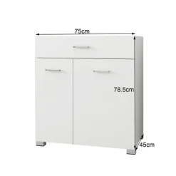 Badezimmerschrank Badschrank mit Wäschekorb 75x37x90 cm in Weiß ML-Design-ECD Germany Discount