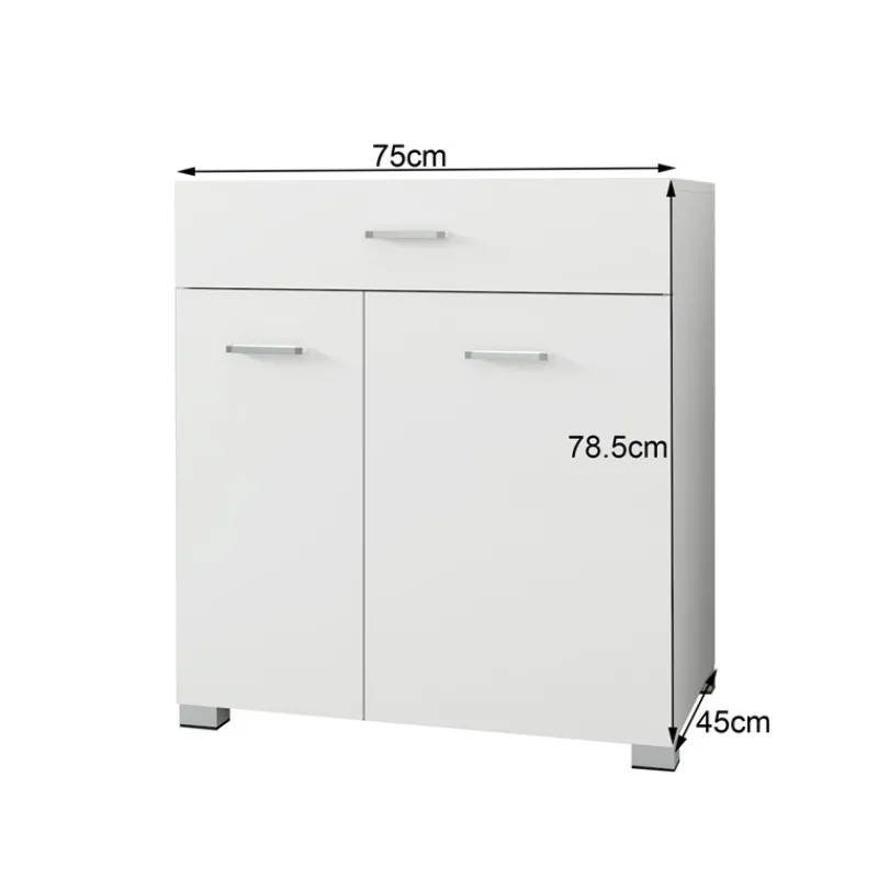 Badezimmerschrank Badschrank mit Wäschekorb 75x37x90 cm in Weiß ML-Design-ECD Germany Discount