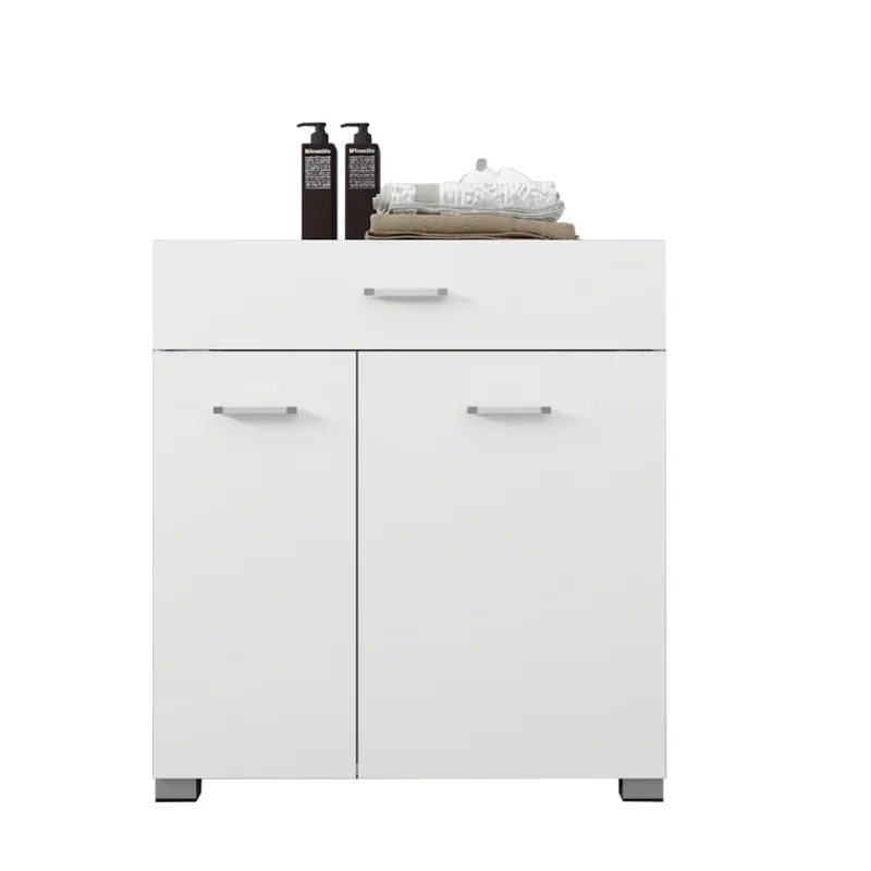 Badezimmerschrank Badschrank mit Wäschekorb 75x37x90 cm in Weiß ML-Design-ECD Germany Discount