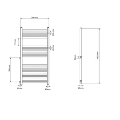 Badheizkörer Sahara Austausch 500x1200 mm Weiß gerade mit Seitenanschluss-ECD Germany Hot
