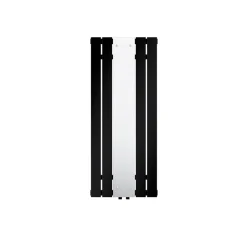 Badheizkörper Einlagig inkl. Spiegel 1200x450 mm Schwarz matt mit Mittelanschluss LuxeBath-ECD Germany Hot