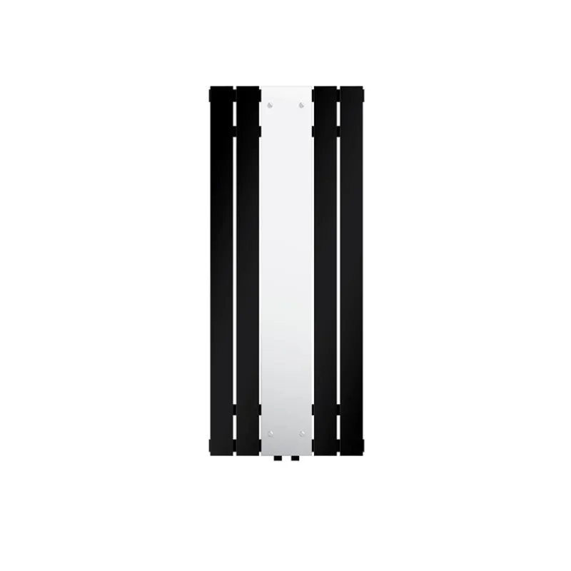 Badheizkörper Einlagig inkl. Spiegel 1200x450 mm Schwarz matt mit Mittelanschluss LuxeBath-ECD Germany Hot