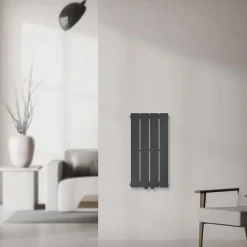 Badheizkörper Einlagig Vertikal 600x300 mm Anthrazit mit Mittelanschluss LuxeBath-ECD Germany New