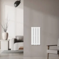 Badheizkörper Einlagig Vertikal 600x300 mm Weiß mit Mittelanschluss LuxeBath-ECD Germany Online