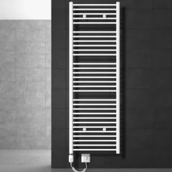 Badheizkörper Elektrisch mit Heizstab 1200W 600x1800 mm Weiß gerade mit Seitenanschluss-ECD Germany Online