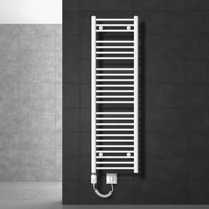 Badheizkörper Elektrisch mit Heizstab 1200W 400x1500 mm Weiß gerade mit Seitenanschluss-ECD Germany Hot