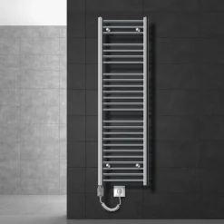 Badheizkörper Elektrisch mit Heizstab 900W 400x1500 mm Chrome gerade mit Seitenanschluss-ECD Germany Online