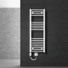 Badheizkörper Elektrisch mit Heizstab 1200W 400x1200 mm Weiß gebogen mit Seitenanschluss-ECD Germany Hot