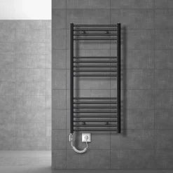Badheizkörper Elektrisch mit Heizstab 1200W 600x1200 mm Anthrazit gerade mit Seitenanschluss-ECD Germany Sale