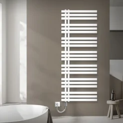 Badheizkörper Iron EM mit Heizstab 1200W 600x1600 mm Weiß-ECD Germany New