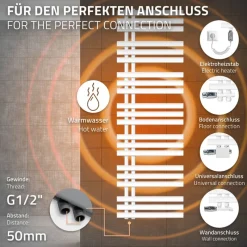 Badheizkörper Iron EM mit Heizstab 1200W 500x1600 mm Weiß-ECD Germany