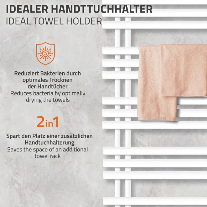 Badheizkörper Iron EM mit Heizstab 1200W 500x1600 mm Weiß-ECD Germany