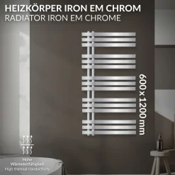 Badheizkörper Iron EM 600x1200 mm Chrome-ECD Germany Best