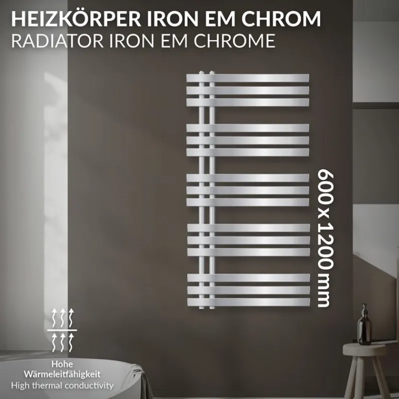 Badheizkörper Iron EM 600x1200 mm Chrome-ECD Germany Best