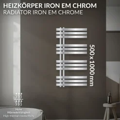 Badheizkörper Iron EM 500x1000 mm Chrome-ECD Germany