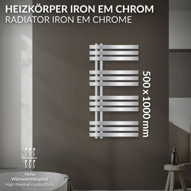Badheizkörper Iron EM 500x1000 mm Chrome-ECD Germany
