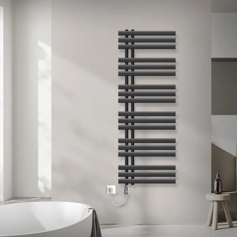 Badheizkörper Iron EM 500x1400 mm Anthrazit mit Heizstab 1200W-ECD Germany Best