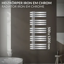 Badheizkörper Iron EM 500x1200 mm Chrome-ECD Germany Outlet